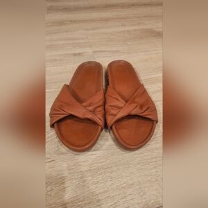 BEEK Brown Leather Slide Sandals